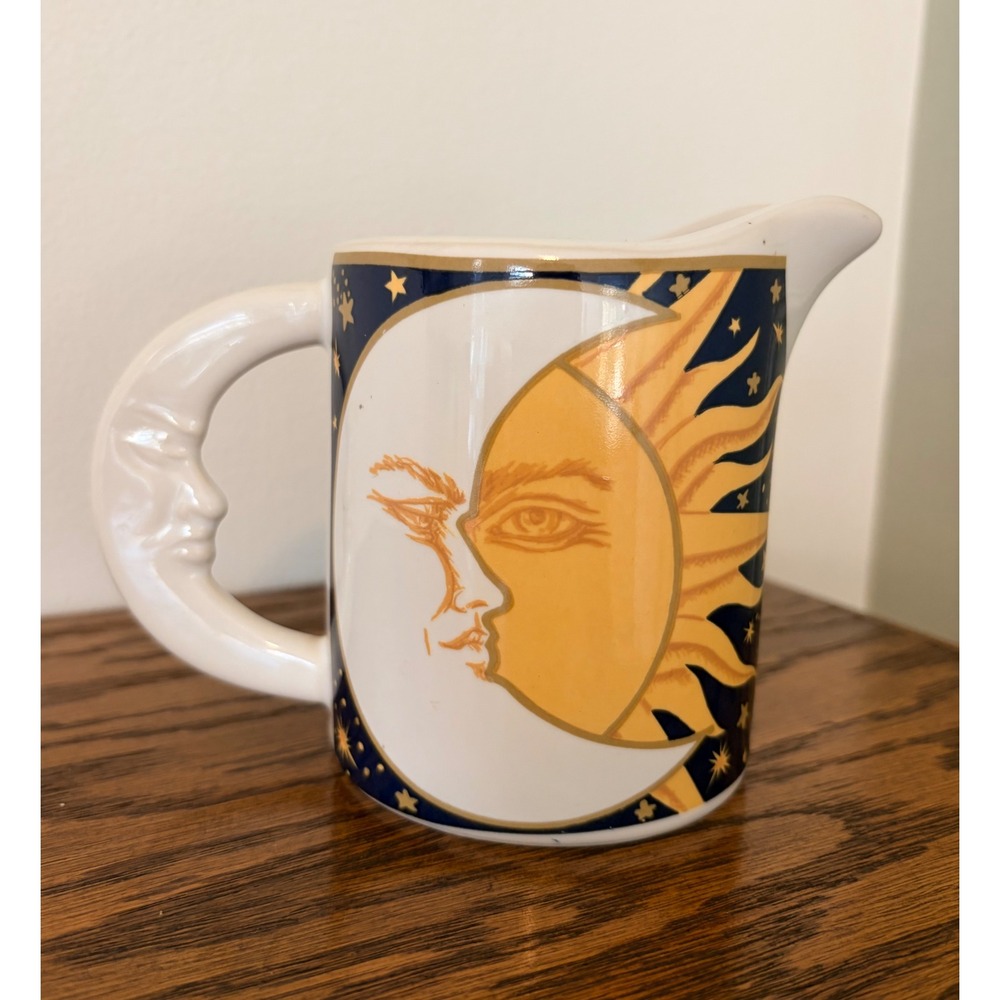 Vintage 1993 Vitromaster Galaxy Sun Moon Celestial Stoneware Creamer Pitcher